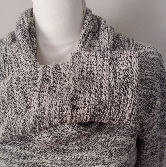 Merona Black and White Bulkie Marbled Sweater w/Large Cowl Collar - Picture 6 of 13